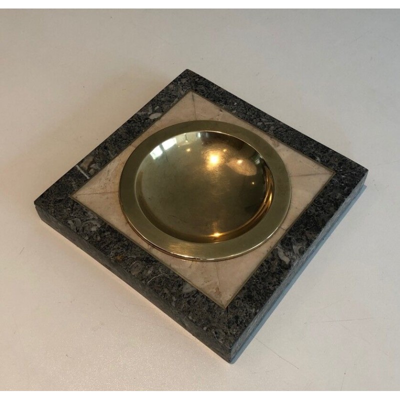 Neoclassical Style Faux-Marble and Brass Vide-Poche