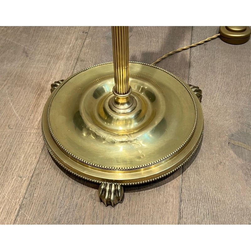 Neoclassical Brass Floor Lamp in the Style of Maison Jansen, French Work, circa 1940