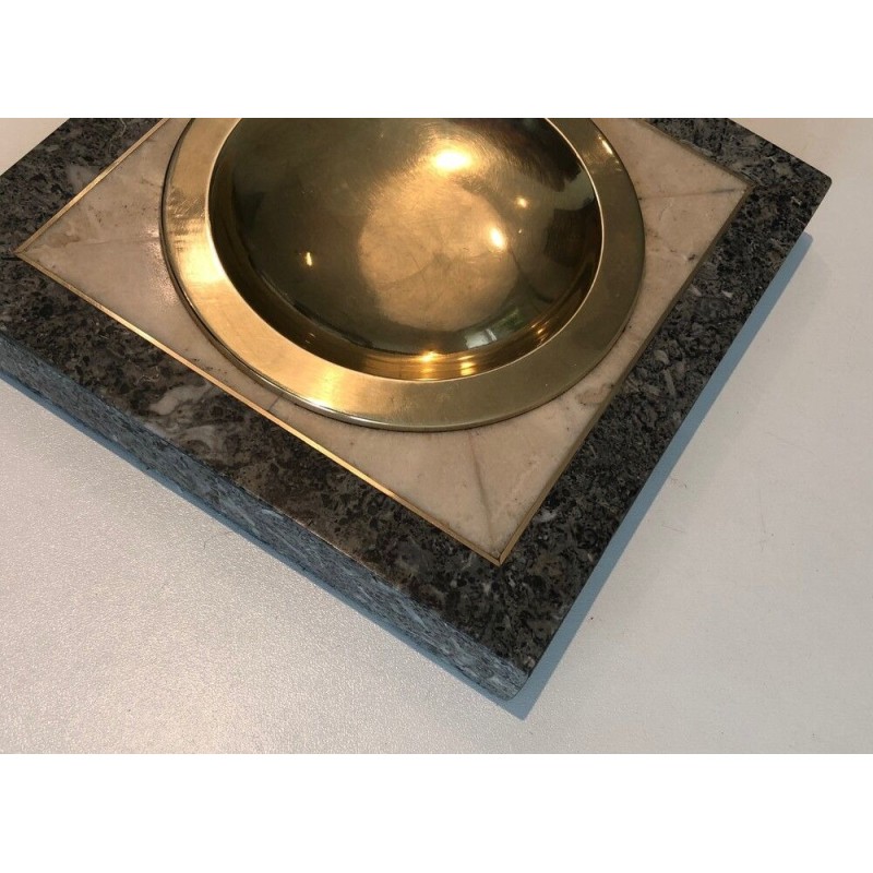 Neoclassical Style Faux-Marble and Brass Vide-Poche