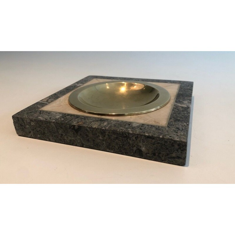 Neoclassical Style Faux-Marble and Brass Vide-Poche