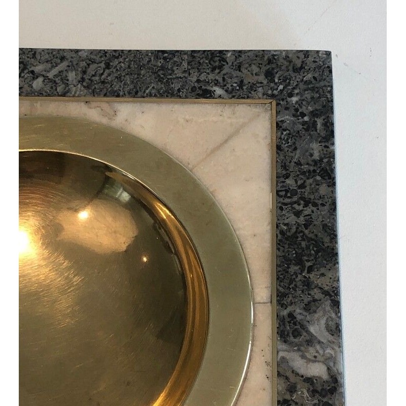 Neoclassical Style Faux-Marble and Brass Vide-Poche
