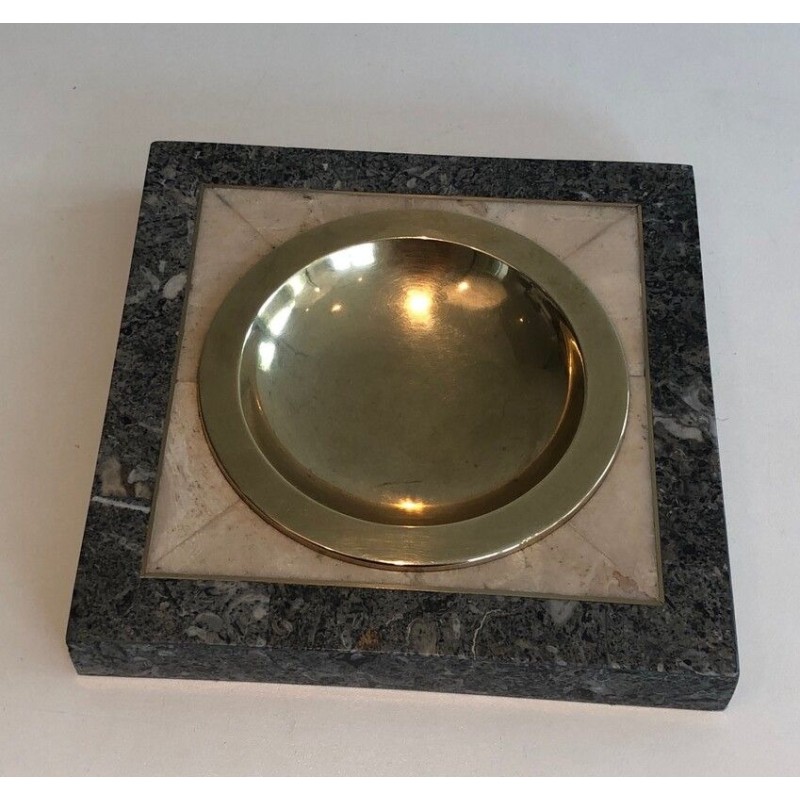 Neoclassical Style Faux-Marble and Brass Vide-Poche