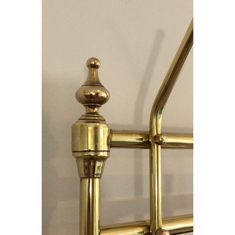 Porte-Manteau sur Pied de Style Néoclassique en Laiton, Acajou et Fonte intégrant un Miroir et un Porte-Parapluie