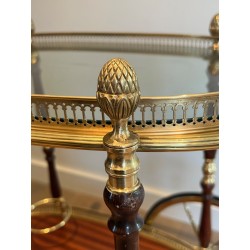 Table Roulante Ovale en Laiton et Acajou de la Maison Baguès