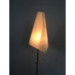 Paire de Lampadaires Design en Chrome, Métal Laqué Blanc et Abat-Jours en Plastique