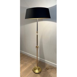 Neoclassical Brass Floor Lamp in the Style of Maison Jansen, French Work, circa 1940