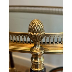 Neoclassical Oval Brass and Mahogany Drinks Trolley with Removable Trays by Maison Baguès