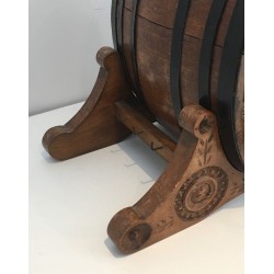 Wine Barrel Decanter with Brass Tap, French Folk Art