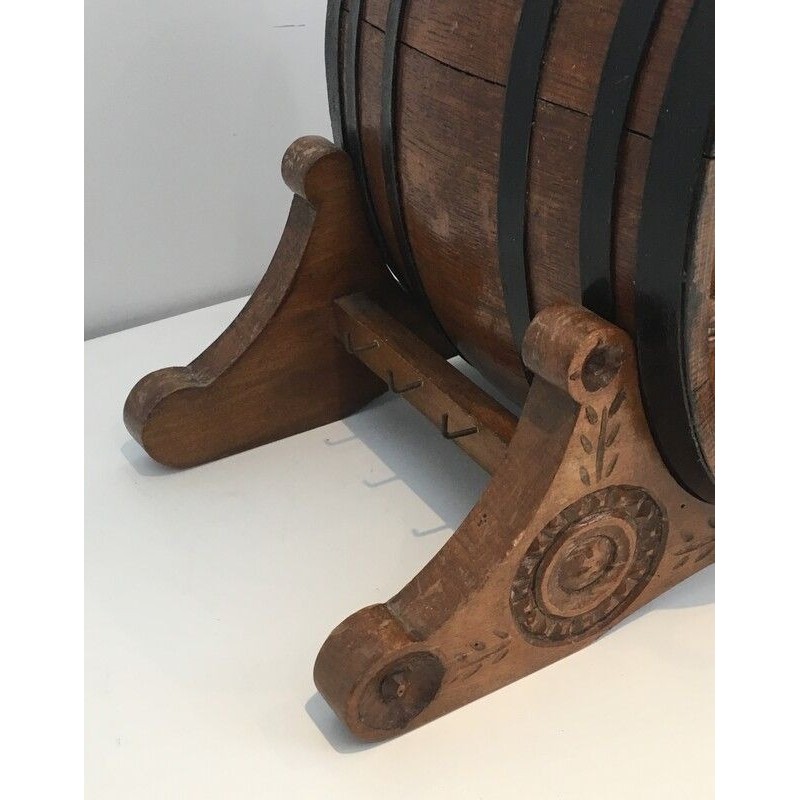 Wine Barrel Decanter with Brass Tap, French Folk Art