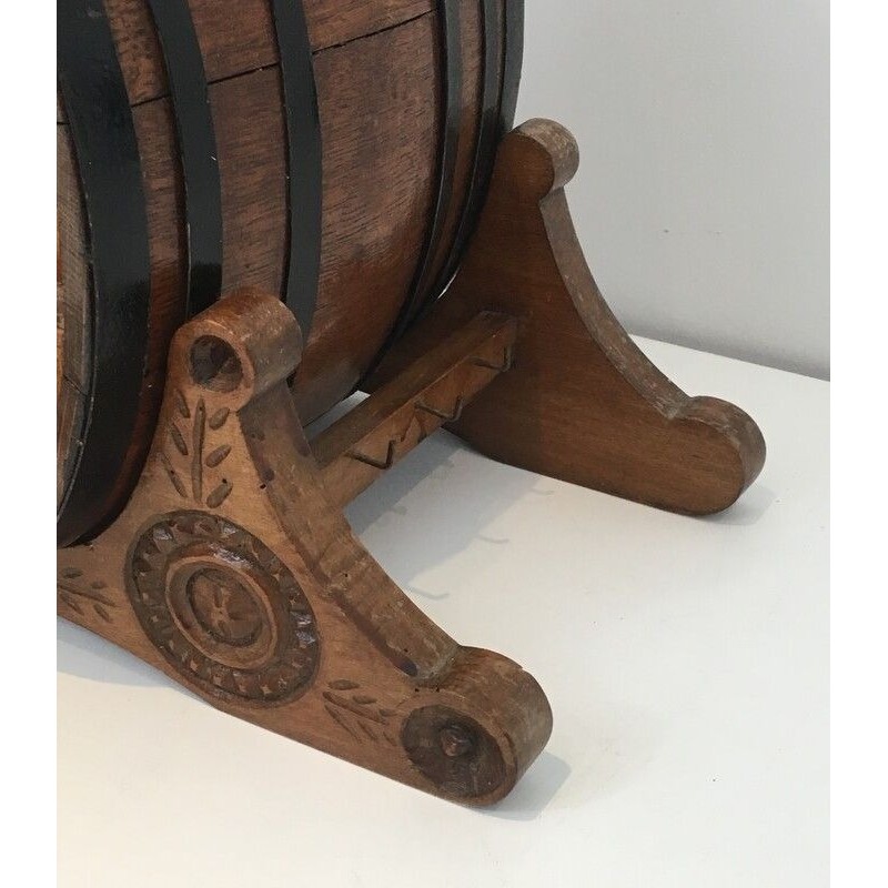 Wine Barrel Decanter with Brass Tap, French Folk Art