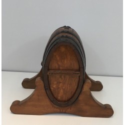 Wine Barrel Decanter with Brass Tap, French Folk Art