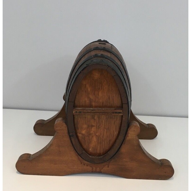 Wine Barrel Decanter with Brass Tap, French Folk Art