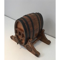 Décanteur à Vin en Forme de Tonneau et petit Robinet en Laiton