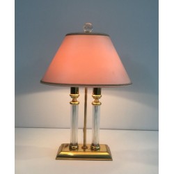 Lampe de Style Bouillotte en Métal Doré, Plexiglas et Verre, Le Dauphin