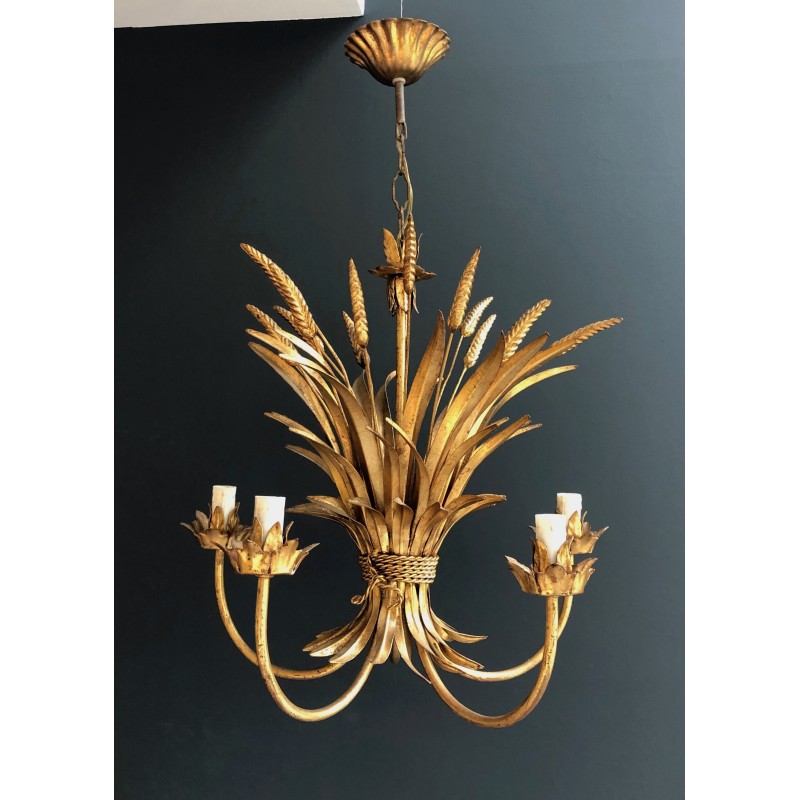 Lustre Épis de Blé en Métal Doré dans le Goût de Coco Channel