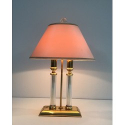 Lampe de Style Bouillotte en Métal Doré, Plexiglas et Verre, Le Dauphin