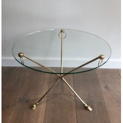 Round Neoclassical Brass Coffee Table by Maison Jansen