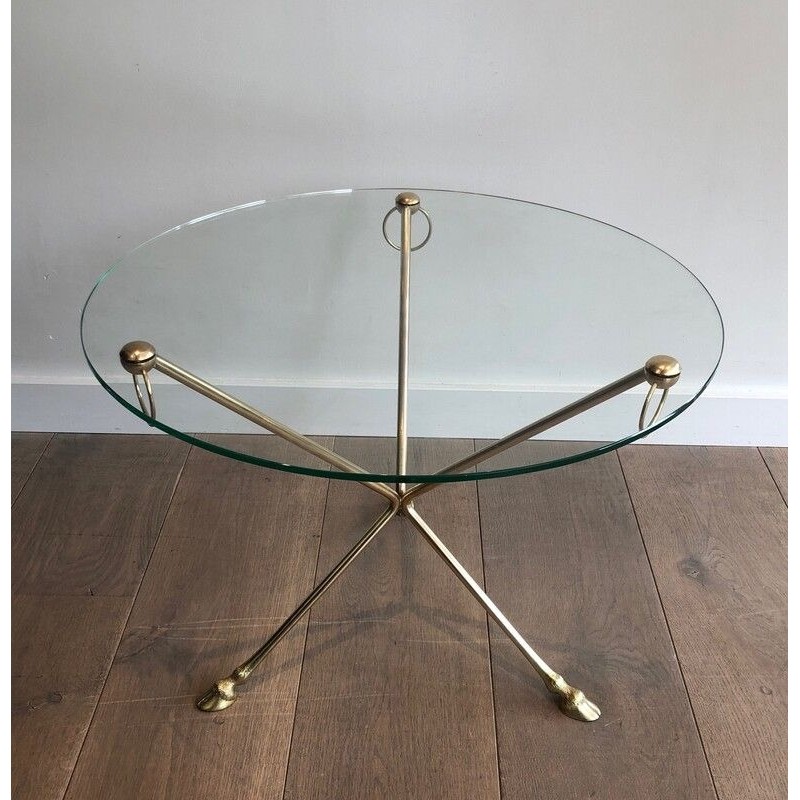 Round Neoclassical Brass Coffee Table by Maison Jansen
