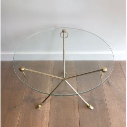 Table Basse Ronde en Laiton de la Maison Jansen