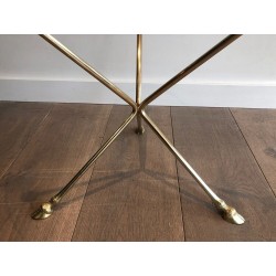 Round Neoclassical Brass Coffee Table by Maison Jansen