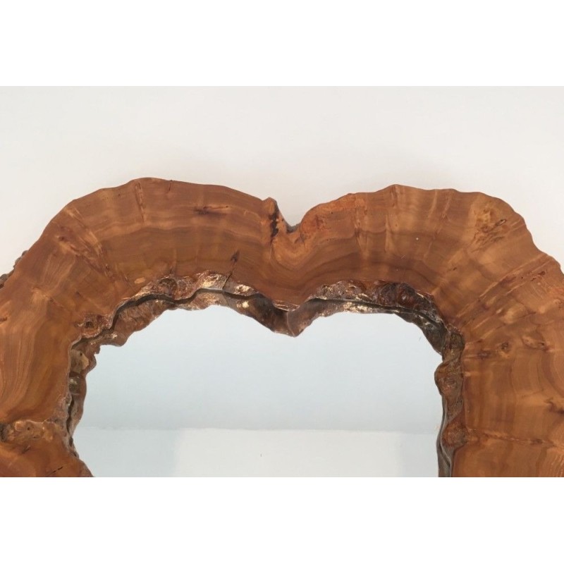 Miroir de Forme Libre en Loupe de Noyer