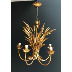 Lustre Épis de Blé en Métal Doré dans le Goût de Coco Channel