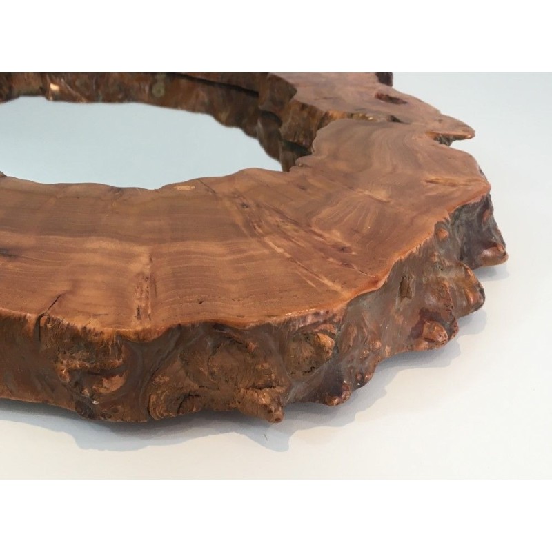 Miroir de Forme Libre en Loupe de Noyer