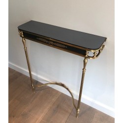 Console de Style Néoclassique en Laiton et Tôle Laquée à Décors De Palmettes