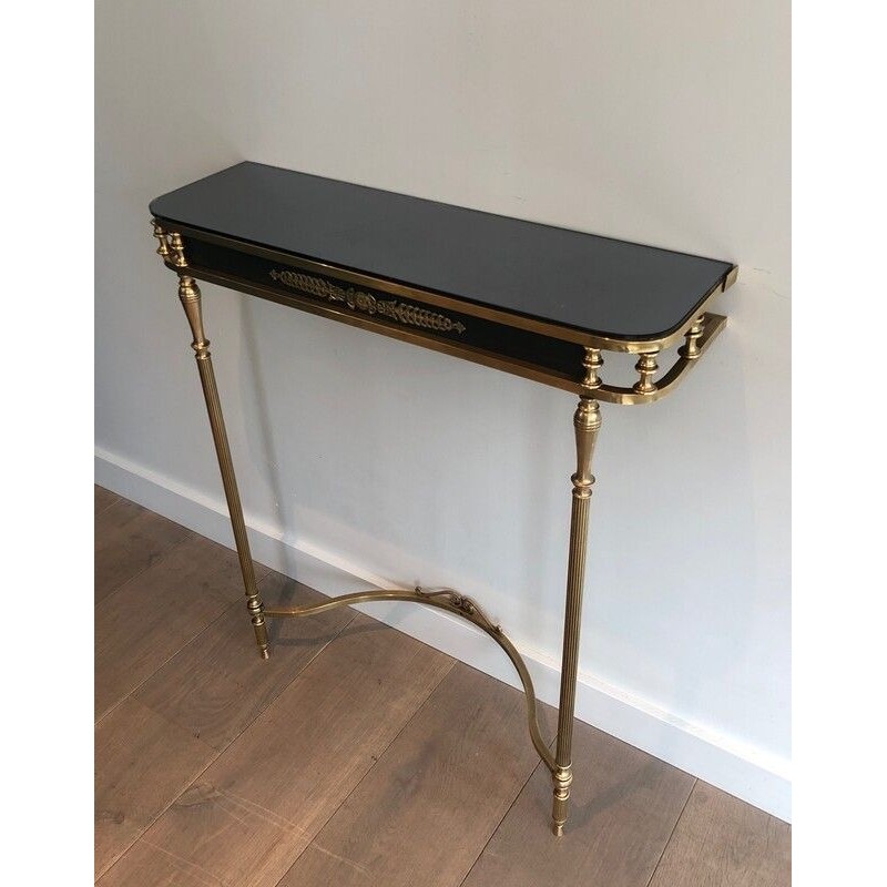 Console de Style Néoclassique en Laiton et Tôle Laquée à Décors De Palmettes