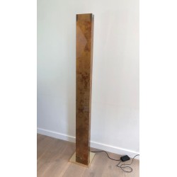 Lampadaire en Plexiglass Doré et Base en Métal Dorée