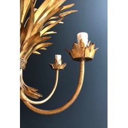 Gilt Metal Wheat Sheaf Chandelier, in the Style of Coco Channel