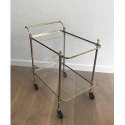 Neoclassical brass drinks trolley by Maison Bagués. Circa 1940