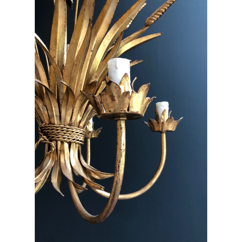 Lustre Épis de Blé en Métal Doré dans le Goût de Coco Channel