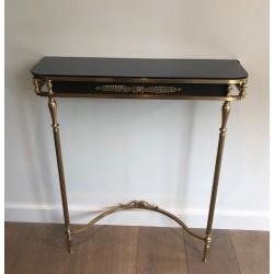 Console et Miroir de Style Néoclassique en Laiton et Tôle Laquée à Décors De Palmettes et Cols de Cygnes