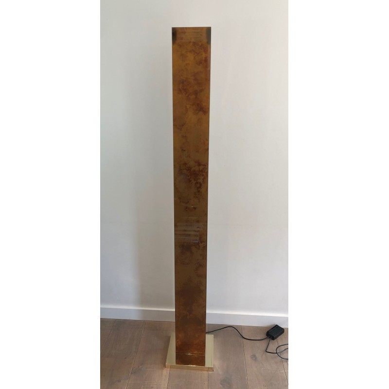 Lampadaire en Lucite Dorée et Métal Doré, Travail Italien, vers 1970 | Maison BARROIS