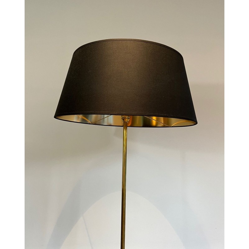 Lampadaire Néoclassique Laiton et Acajou avec Étagère, Style Maison Jansen, vers 1940