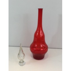 Grande Bouteille Design en Verre Rouge
