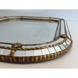 Miroir constitué de Miroirs Multi-Facettes et Guirlandes de Laiton