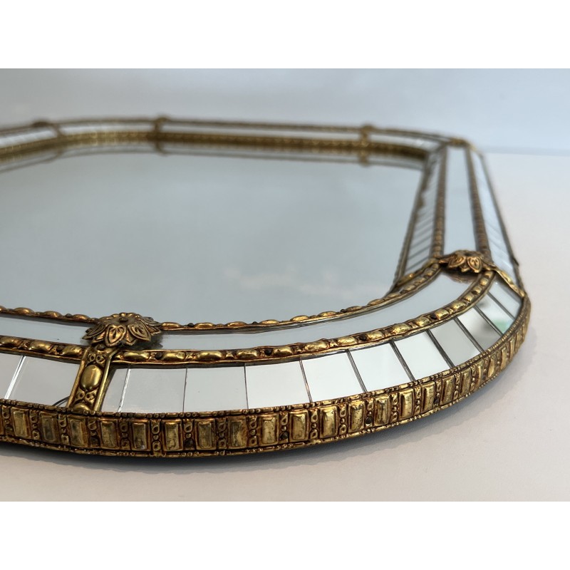 Miroir constitué de Miroirs Multi-Facettes et Guirlandes de Laiton