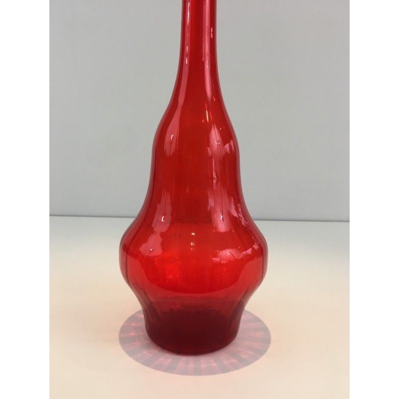 Grande Bouteille Design en Verre Rouge