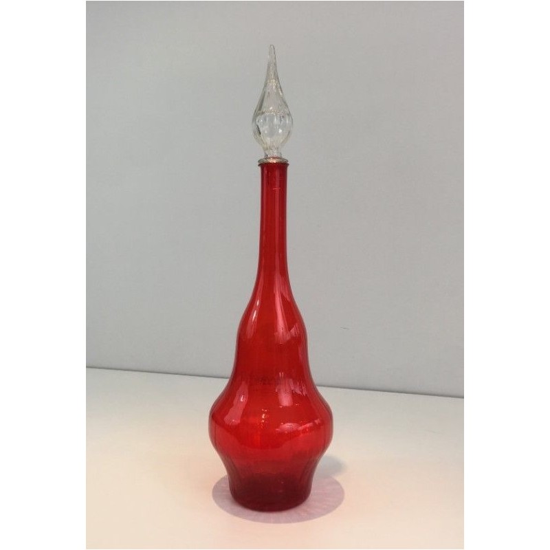 Grande Bouteille Design en Verre Rouge
