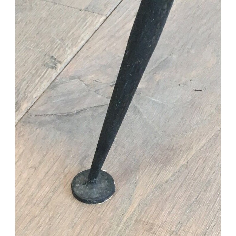 Lampadaire de Parquet Design en Métal Laqué Noir et Laiton de Lunel