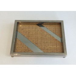 Decorative Chrome and Straw Vide-Poche