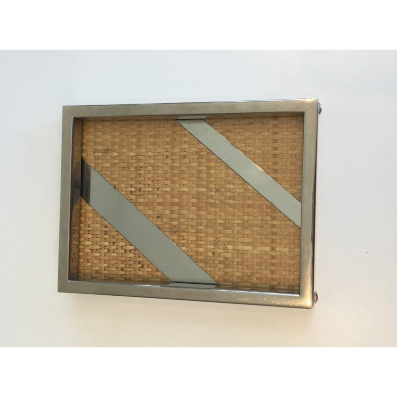 Decorative Chrome and Straw Vide-Poche