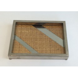 Decorative Chrome and Straw Vide-Poche