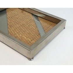 Decorative Chrome and Straw Vide-Poche