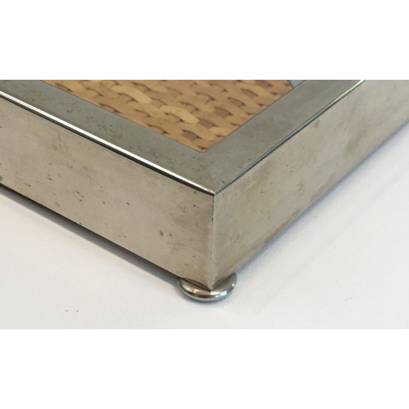 Decorative Chrome and Straw Vide-Poche