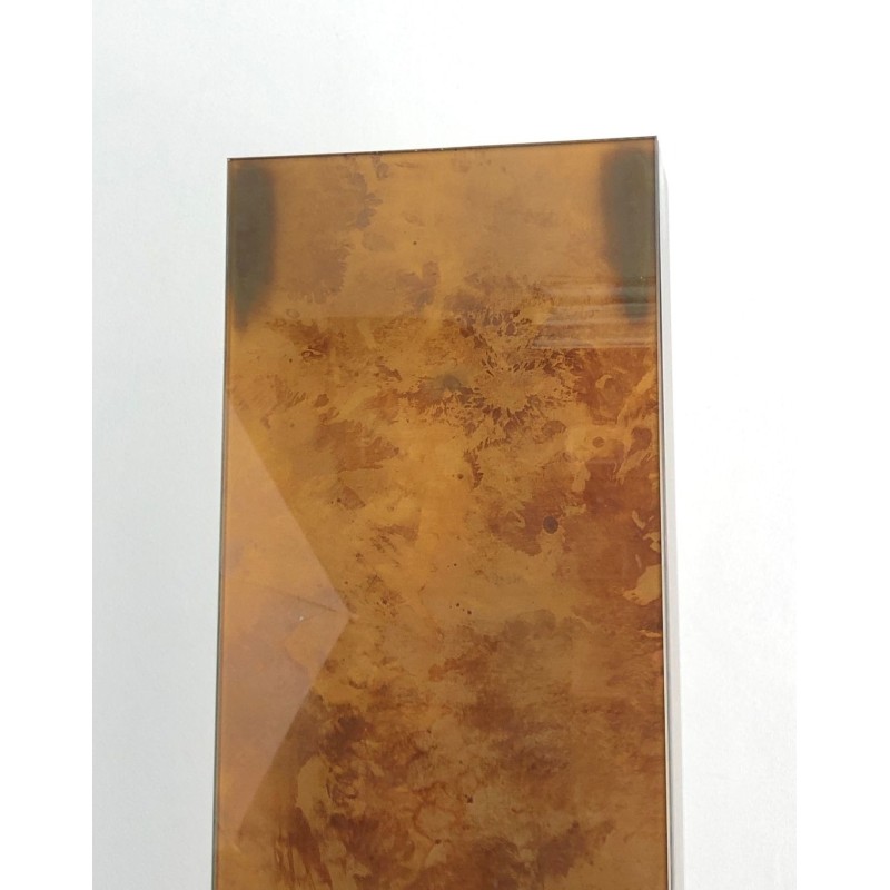 Lampadaire en Plexiglass Doré et Base en Métal Dorée