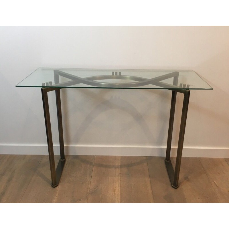 Brushed Steel Console Table