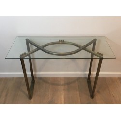 Brushed Steel Console Table